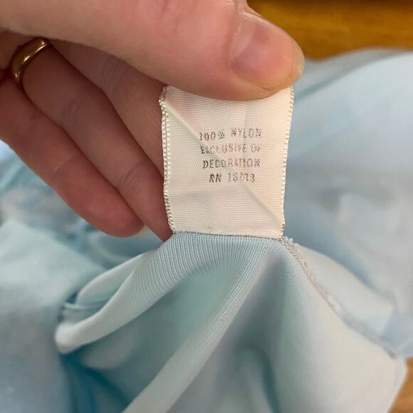 Vintage Women's Bed Jacket Medium Light Blue Ruffles Lace Trim Nylon Lingerie - Picture 10 of 12